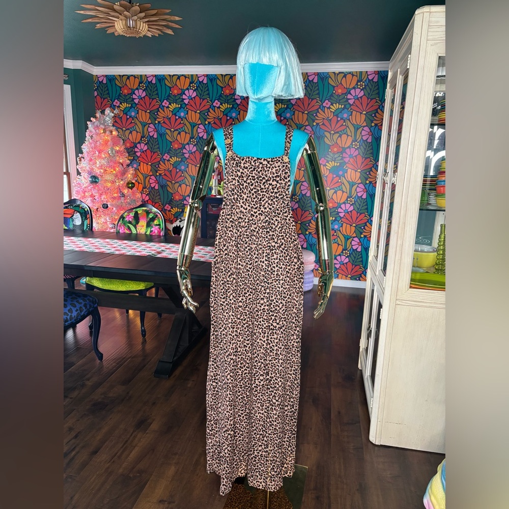 Leopard Print Flowy Oversize Overalls